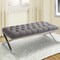 Armen Living Milo Bench in Brushed Stainless Steel finish with Gray Fabric LCMIBEGR - alternate 5